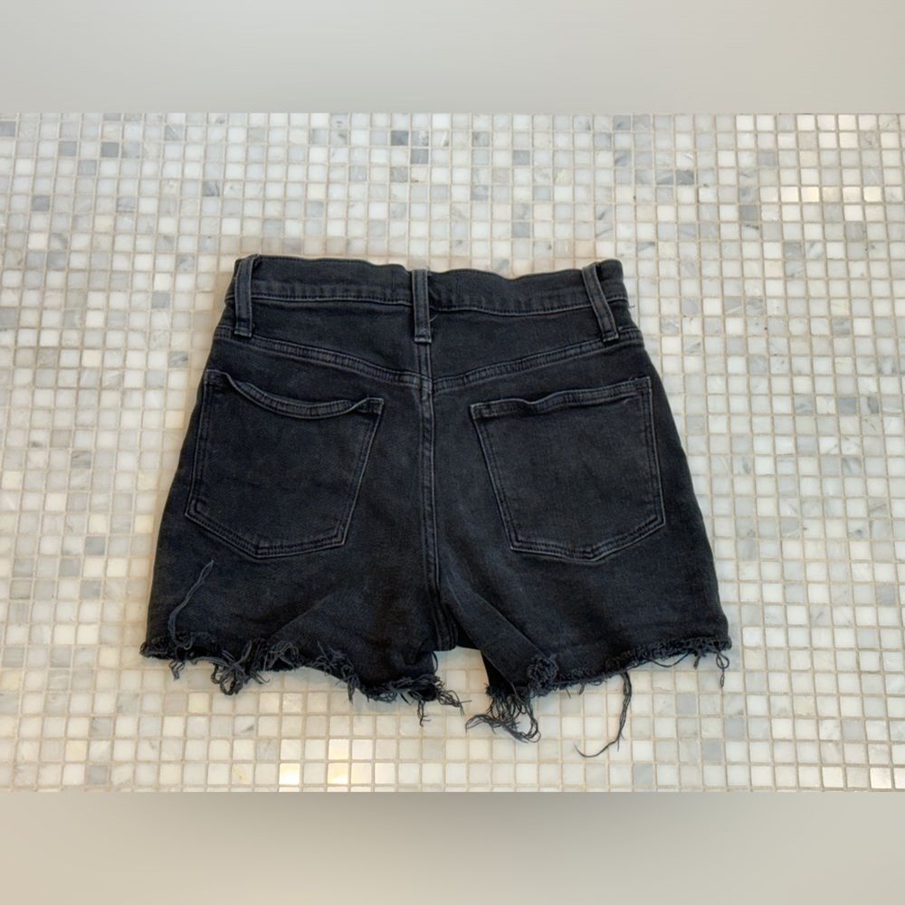 Madewell Black High Rise Denim Shorts with Frayed Hem - Picture 2 of 9